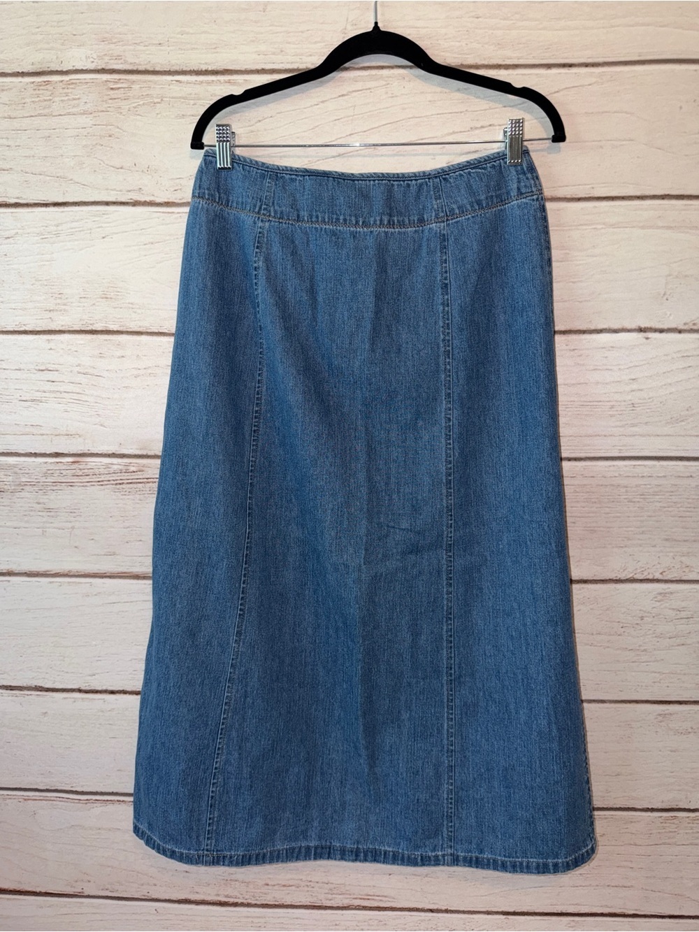 Kim Rogers Petite Denim Skirt 10P Midi A-Line Jean Skirt Classic Blue